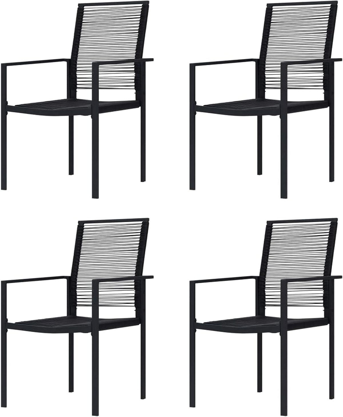 Gecheer Garden Chairs Set Armchair Outdoor Patio Dining Armchair with Aluminum Frame 4pcs PVC Rattan Black Outdoor Chairs - QUORE