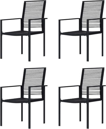 Gecheer Garden Chairs Set Armchair Outdoor Patio Dining Armchair with Aluminum Frame 4pcs PVC Rattan Black Outdoor Chairs - QUORE
