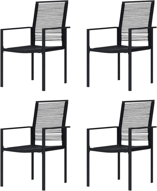Gecheer Garden Chairs Set Armchair Outdoor Patio Dining Armchair with Aluminum Frame 4pcs PVC Rattan Black Outdoor Chairs - QUORE