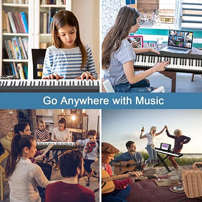 Opvouwbaar Pianotoetsenbord Met 88 Toetsen – Digitale Piano – Keyboard – Elektrische Piano – Draagbaar Toetsenbord – Halfgewogen En Aanslaggevoelig – Bluetooth MIDI