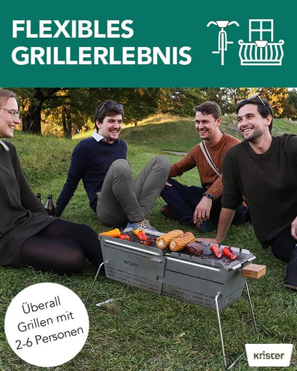knster Grill Original - mobiele BBQ houtskoolgrill voor onderweg - tot 8 personen Knister Original