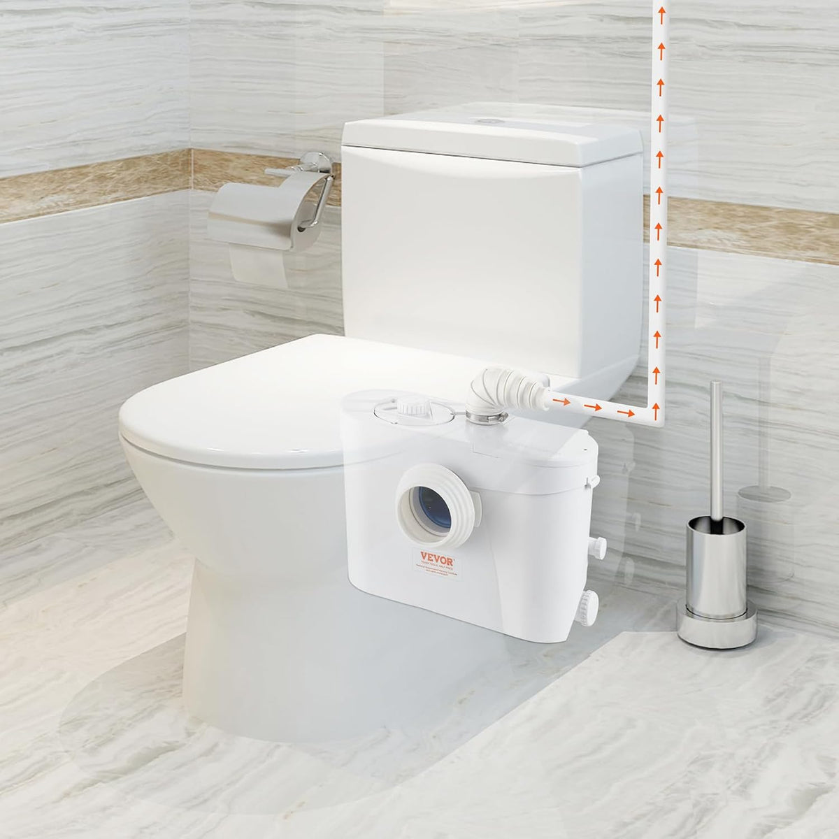 Afvalwater-Hefsysteem Met 3 Waterinlaten – Hakselpomp – Afvalwaterpomp – Rioolpomp – Toiletpomp – 700 W Koperen Motor – 9600 L/U Debiet En 10 M Opvoerhoogte