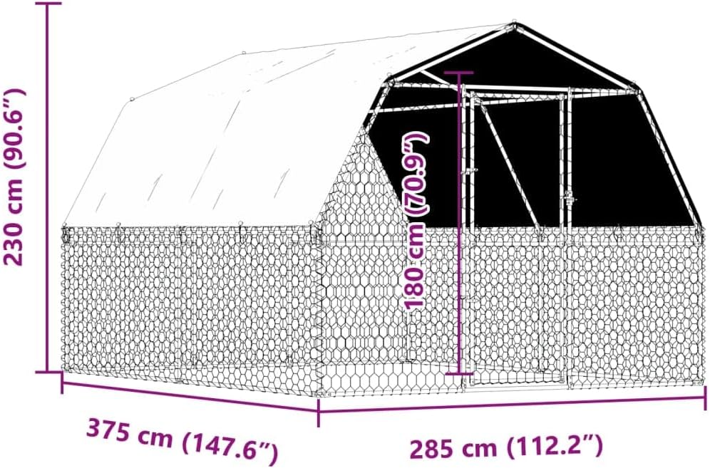 Dog Cages 2 Pack with Roof and Door Silver Galvanized Steel Chicken Coop with Roof, Walk-In Chicken Coop for Chickens Chicken Coop Duck Pen Outdoor