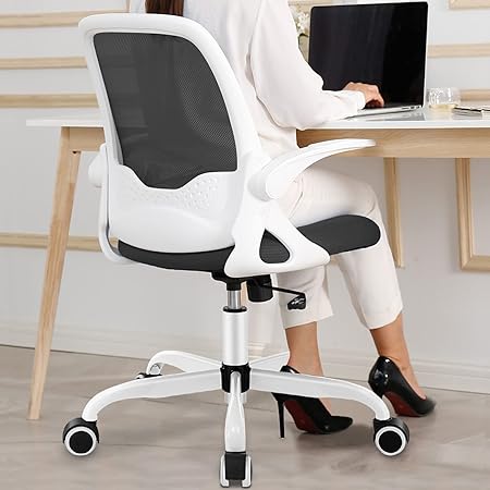 KERDOM Office Chair, Ergonomic Office Chair, Breathable Mesh Computer Chair, Comfortable Swivel Office Chair with Folding Armrests and Adjustable Height,933 - QUORE