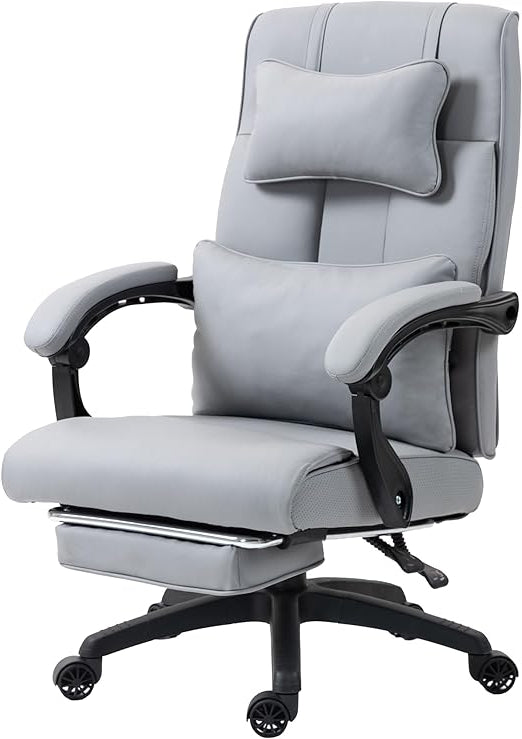 Dowinx Director Chair, Ergonomic with Footrest, Adjustable Lumbar Support and Headrest, Ergonomic Office Chair, Swivel Chair, High Back Computer Chair, Office Chair, 150 kg (Grey) - QUORE