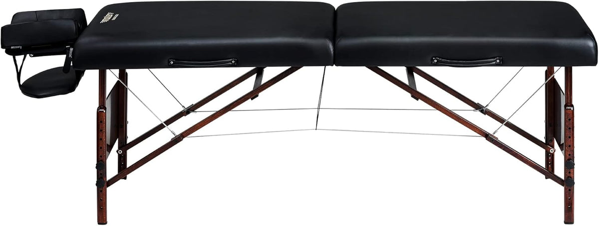 Master Massage Del Ray Mobil Massage Chair, Cosmetics Lounger, Therapy Bed, Massage Bench, Foldable, Wood, 76 cm, Black - QUORE