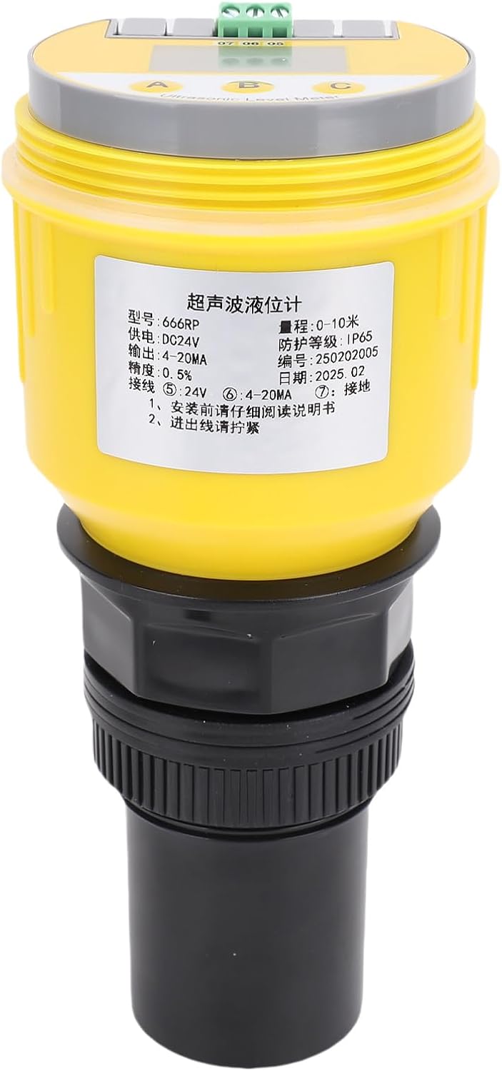 Digitale ultrasone niveaumeter met lcd-scherm, 0-10 meter, 4-20 mA analoge uitgang, DC24V-voeding, voor water- en rioolwaterzuivering, elektriciteit en mijnbouw