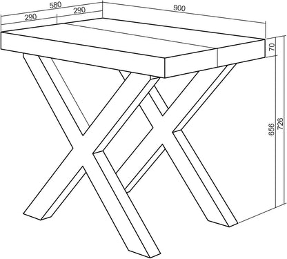 Skraut Home | Uittrekbare consoletafel | eettafel | 300 cm | voor 14 personen | poten massief hout | moderne stijl | eiken