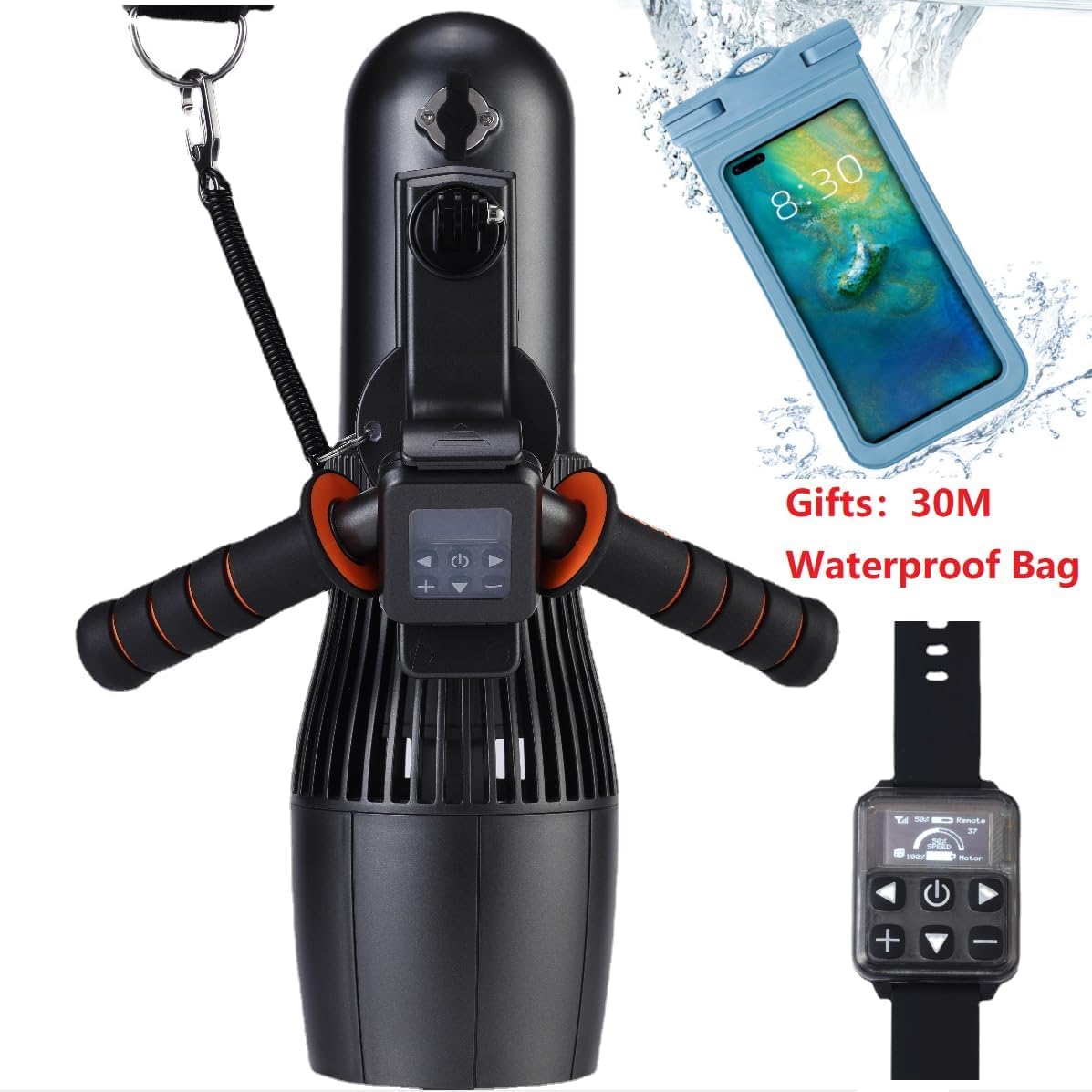 Onderwater Scooter 500W RC Sup Motor 10-Speed Schakelaar, 40M Diepte Zwembad Zee Scooter voor Jet Surfboard, 30M Waterdichte Tas