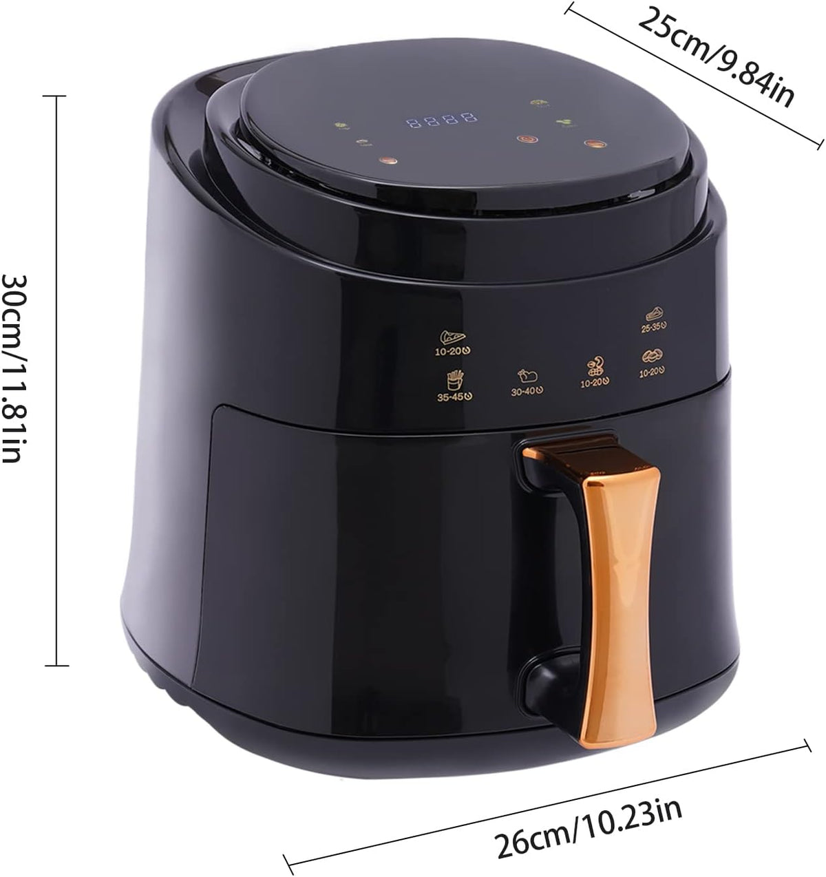 Heteluchtfriteuse - Airfryer - Airfryer zonder olie - 1400W - Smart Touch AirFryer - 360 Heteluchtcirculatiekooktoestel - 8L - Zwart