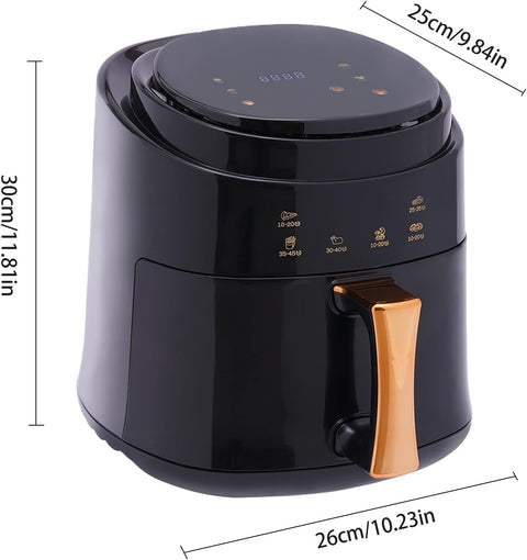 Hot air fryer - Airfryer - Touch button - Airfryer without oil - 1400W - 220V - Smart Touch AirFryer - 360 Hot air circulation cooker - 8L - Black