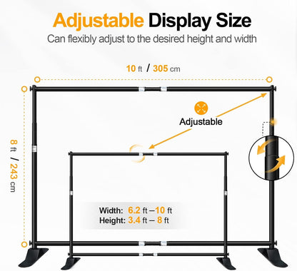 EMART Bannerstandaard 3 x 2,4 m, Verstelbaar Achtergrondsysteem, Achtergrondstandaard voor Fotostudio, Portretfotografie en Productfotografie, Fotografie - Upgraded