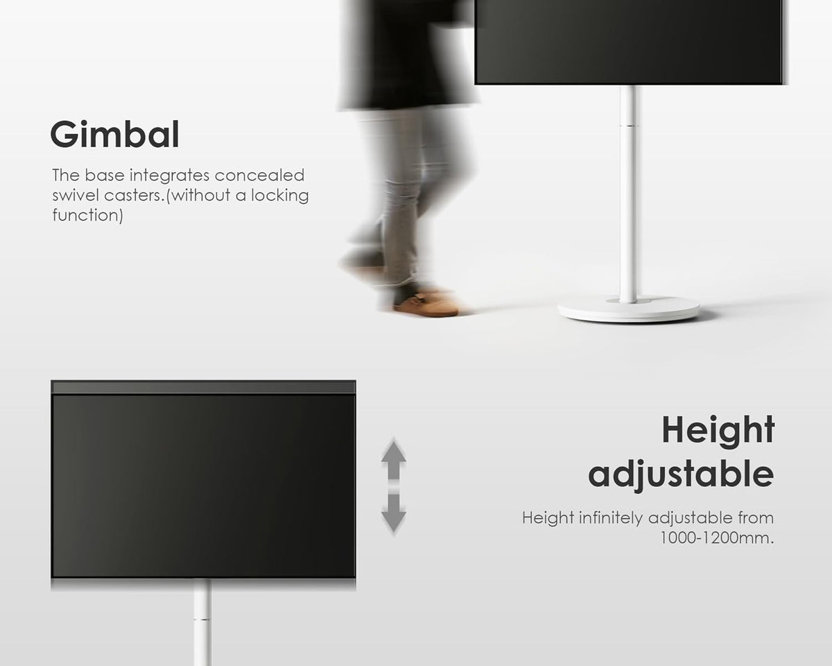 FITUEYES Design tv-standaard, oprolbaar, voor 32-65 inch televisie, mobiele tv-standaard, in hoogte verstelbaar, modern, minimalistisch, voor woning, kantoor, thuis