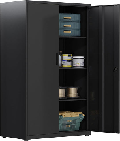 Dossierkast, afsluitbare garagekast, 4 niveaus bureaukast, zwart SC14BK