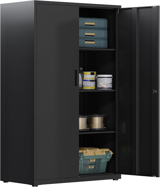 Dossierkast, afsluitbare garagekast, 4 niveaus bureaukast, zwart SC14BK
