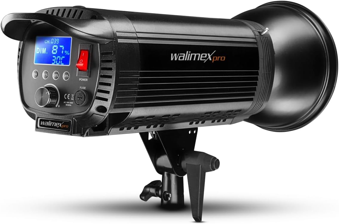 Walimex pro Niova 200 Plus Daglicht dimbare LED videolamp met Bowens reflector & zachte diffuser I Studiolamp met COB LED technologie I 5600 K, CRI=93 I Lichtsterkte instelbaar van 10-100%