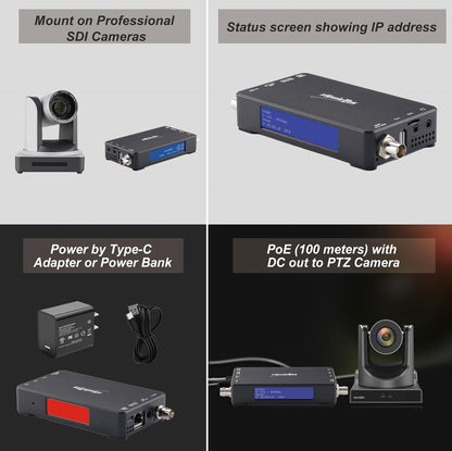 ZowieBox UVC naar SDI-converter, SDI Video Capture Extender met Loopout, SRT/RTMP(S)/RTSP naar NDI, 3G Native NDI|HX3 Video Streaming Encoder Decoder