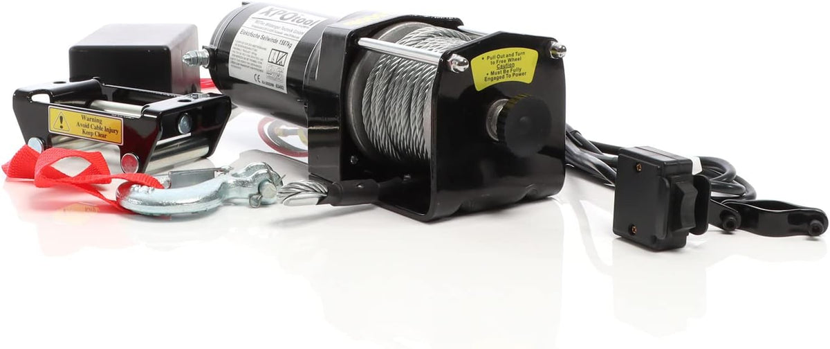 Elektrische kabellier 1587 kg – Motorlier – Treklier – Lier – Staalkabellier – 12 V, 1,5 pk motor – 10,5 m staalkabel
