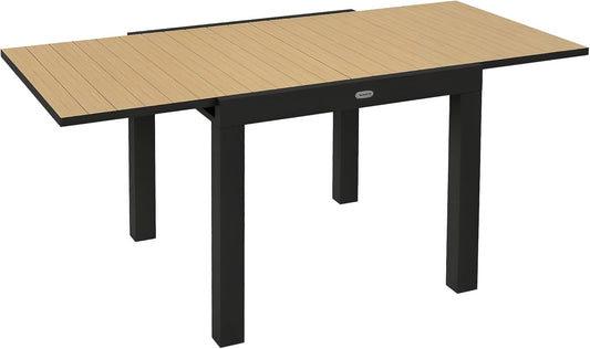 Outsunny Garden Table, Dining Table for 6 People, Patio Table, Expandable Balcony Table, 70 kg Load Capacity Aluminium, Yellow, 81/162 x 80 x 75 cm - QUORE