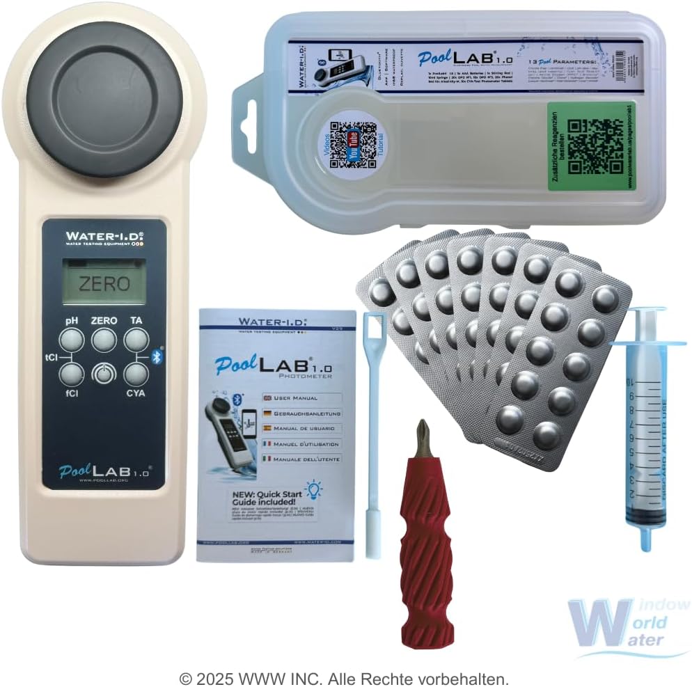 Elektronische Watertester – Zwembadtester – Spa Tester – Watertestapparaat – Watermeter – Meet 15 Waterparameters – Bluetooth Met App