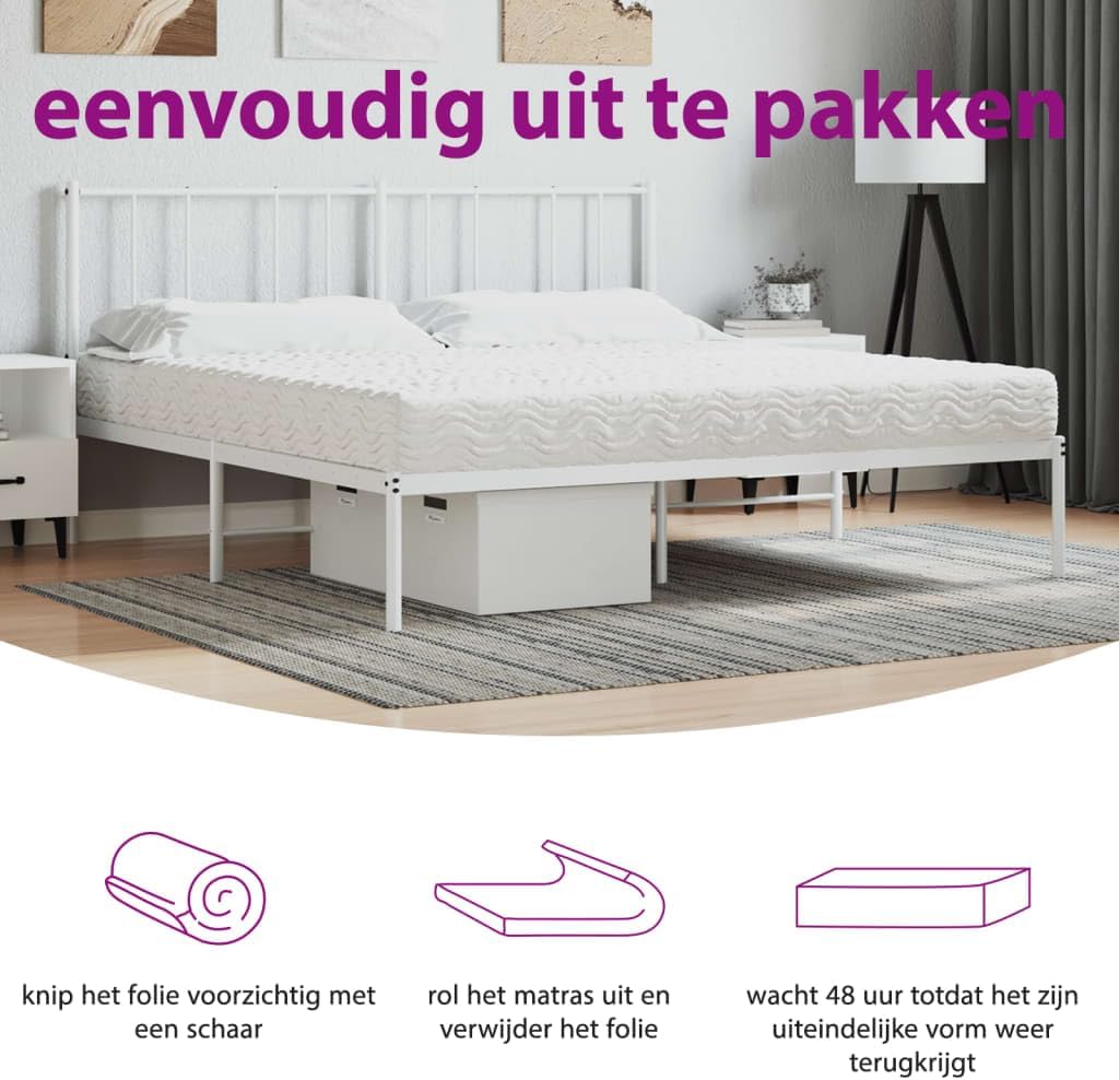 Schuimmatras – Matras – Logeermatras – Bedmatras – Ledikant Matras – Keerbaar H2 & H3 Hardheid – 160x200 cm Wit – Ademend & Comfortabel PU-Schuim