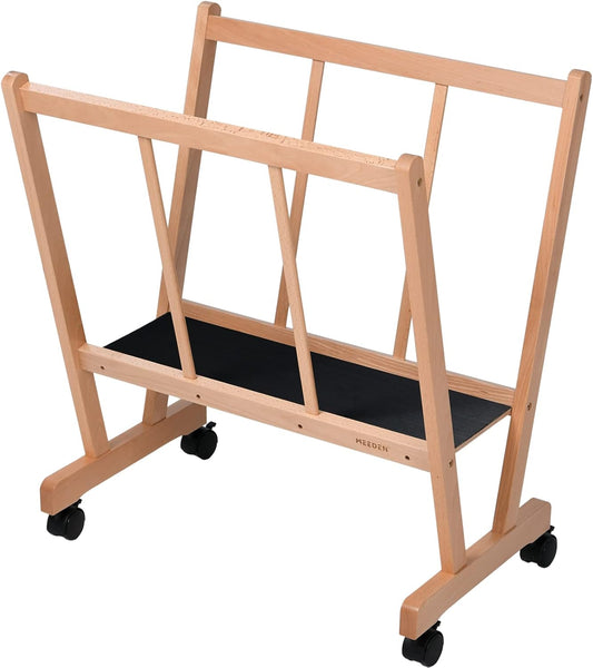 Houten Groot Afdroogrek Met Wielen – Displayrek – Droogrek – Opbergrek – Kunstrek – Europees Beukenhout – Geschikt Voor Canvas Tot 47 Inch