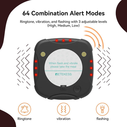 Retekess TD186 Restaurant Pager System, Buzzers For Restaurants, Range 600M, Anti-Dumping Design, One-Button Mute, 64 Prompt Modes, 20 Pagers For Food Trucks, Hotels, Churches, Bars - QUORE