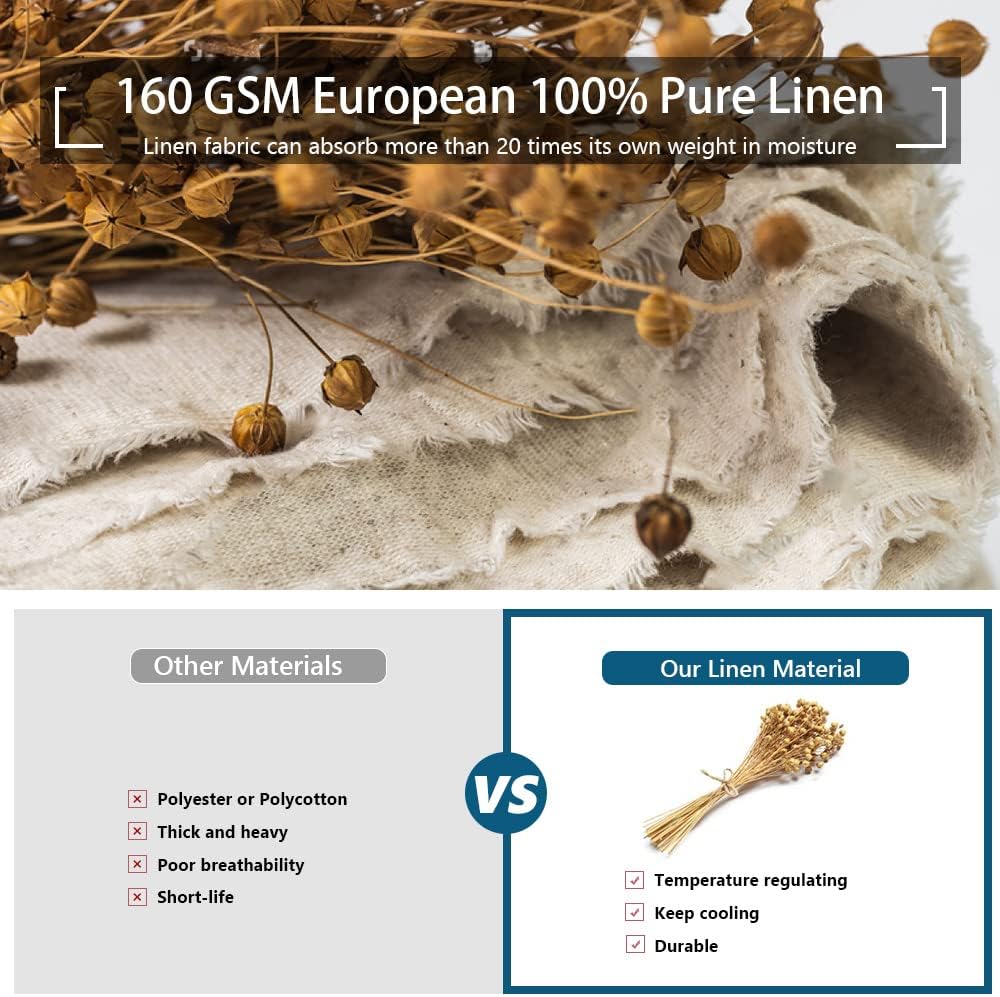 Simple&Opulence King-Grootte Duvet Cover Set - 100% Linnen Duvet Cover - 1 Ademt Soft Deken met 2 Kussenhoes - Luxueus Hypoallergene Vlas Linnen Beddengoed - Hennepkleurig