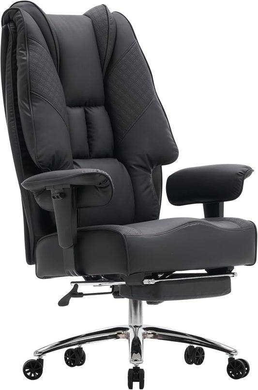 Bureaustoel – Kantoorstoel – Directiestoel – Werkstoel – Gamingstoel – XXL Zitting 57,5 cm – Ergonomische Hoge Rugleuning met Lendesteun