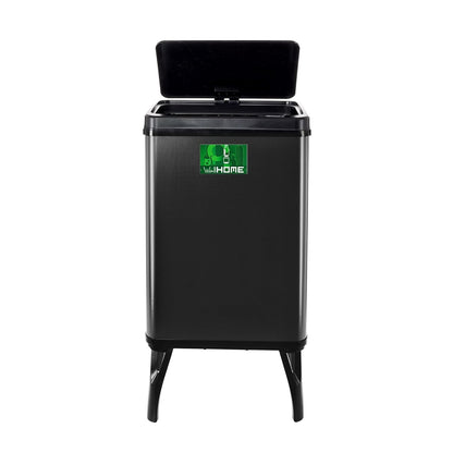 WELL HOME MOBILIARIO & DECORACIÓN 2 x Smart vuilnisemmer, 40 l, hoogte: 71,5 x 35,5 x 26 cm, zwart met magnetische etiketten