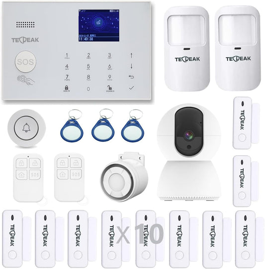 GSM/WLAN alarminstallaties, compleet systeem met bewakingscamera's, TECPEAK alarminstallatie, huisbeveiligingsset (KIT3)