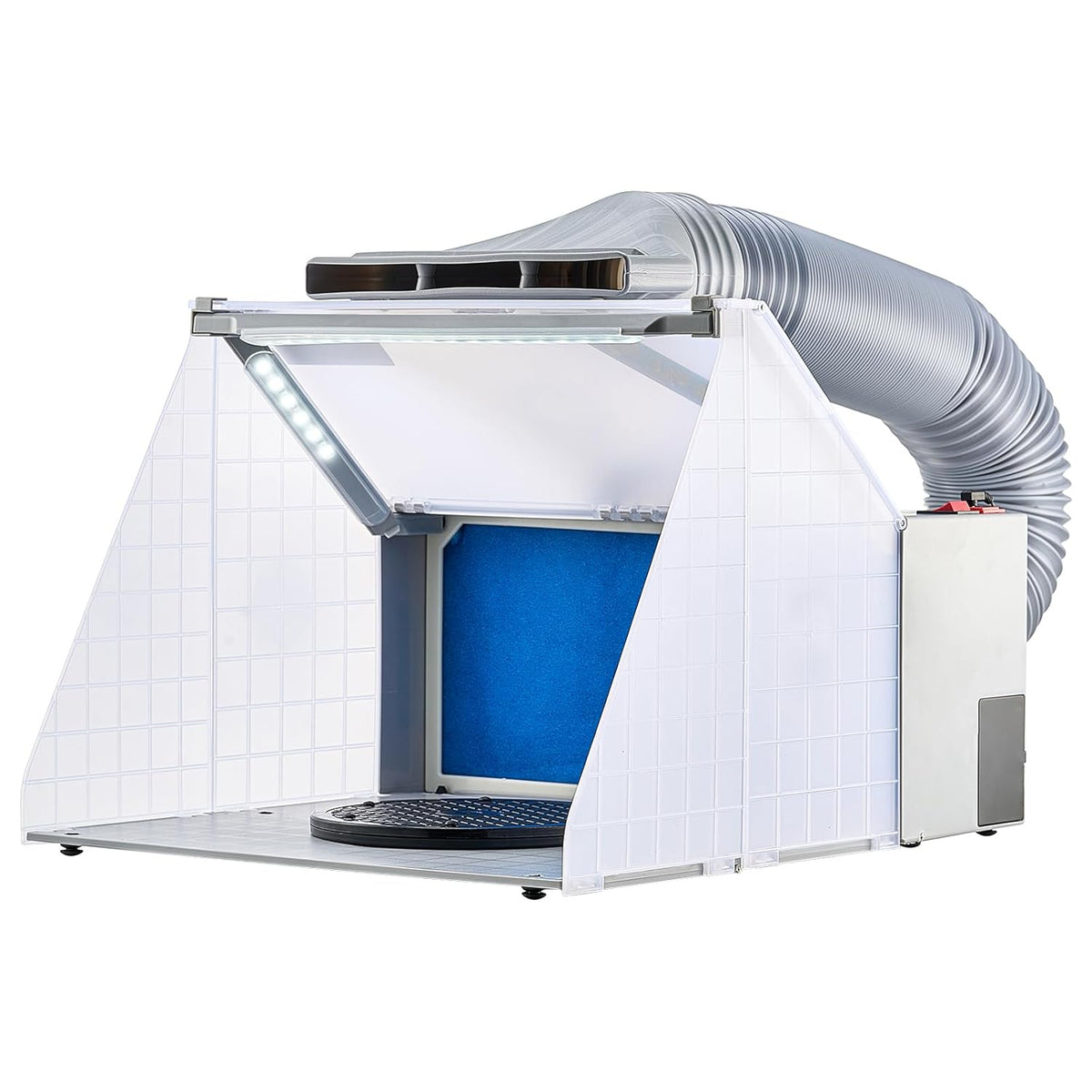VEVOR Airbrush spuitcabine, airbrush-verfspuitcabineset, 4 m³/min, met ledverlichting, afvoerventilator en verlengslang, voor het beschilderen van modellen, kunst, handwerk, modeltaart