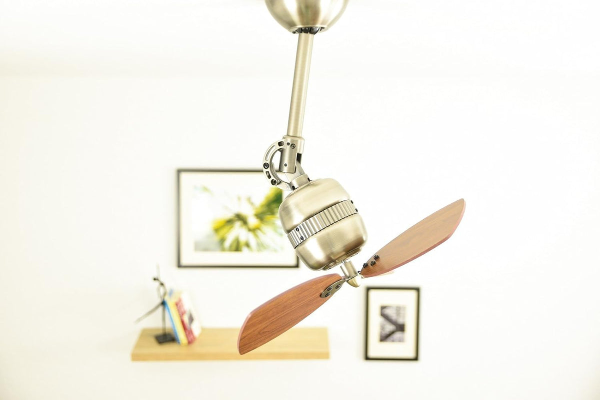 Plafondventilator/Wandventilator Antiek Messing/Walnoot – Ventilator – Kamerventilator – Koelventilator – Luchtcirculator – 45,7 Cm Compact Voor Kleine Ruimtes – Stille AC-Motor Met 4 Snelheden