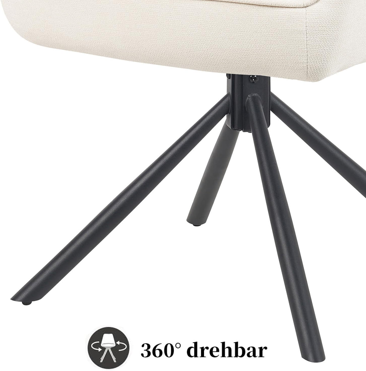 DUBI Möbel Dining Room Chairs Set of 2, 360° Swivel with Pocket Spring, High Seat Comfort, Load Capacity up to 150 kg, Fabric Cream, Robust Metal Cross Frame, Modern Design, Mika-Maya - QUORE