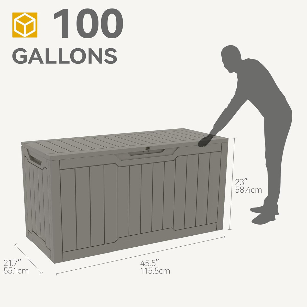 DWVO Outdoor Garden Opbergdoos|380L 115x55x58,3cm|Waterdicht||Veilig afsluitbaar|Zijdraaggrepen|All Weather Resistant|Patio Resin Deck Box voor kussens, apparatuur, schoen (Taupe)