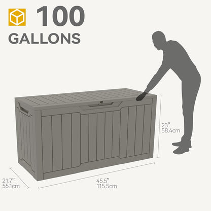 DWVO Outdoor Garden Opbergdoos|380L 115x55x58,3cm|Waterdicht||Veilig afsluitbaar|Zijdraaggrepen|All Weather Resistant|Patio Resin Deck Box voor kussens, apparatuur, schoen (Taupe)