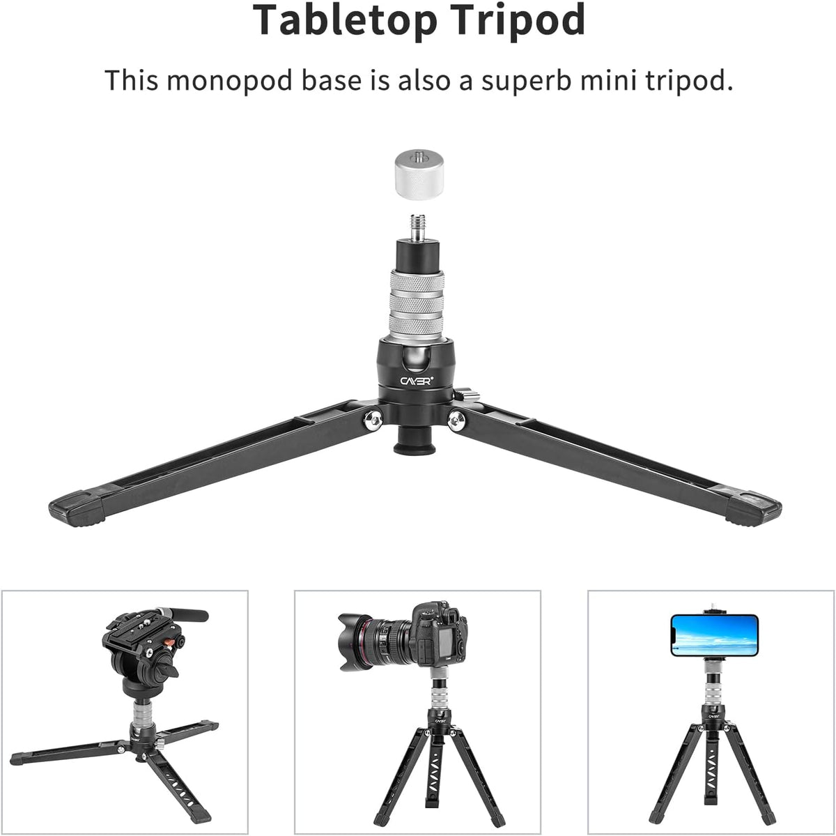 Monopod – Eenbenig statief – Camerastatief – Videostatief – Voor DSLR-camera – Aluminium – Vloeistofkop met 360° pan en verstelbare hoogte 70-180 cm
