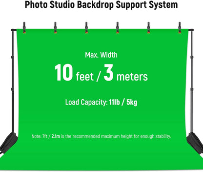 NEEWER Fotostudio achtergrondsteunsysteem, 3 m breed, 2 m hoog, verstelbare achtergrondstandaard met 4 dwarsstangen, 6 achtergrondklemmen, 2 zandzakken, draagtas voor portretstudio-fotografie, 3 stuks