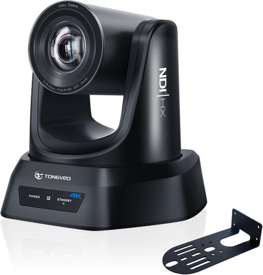 TONGVEO 4K NDI PTZ camera met KI-auto-tracking 20-voudige optische zoom HDMI IP live streaming SDI USB3.0 PoE LAN ondersteuning voor godsdiensten, devocaties vorming, videoconferenties met OBS VMix