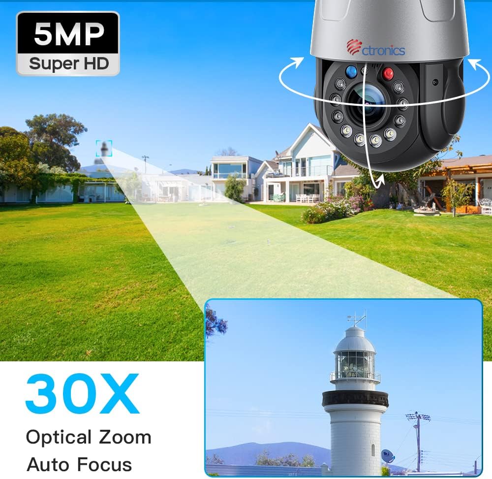 Ctronics 3G/4G LTE 5MP Bewakingscamera voor Buiten 30x Optische Zoom IP camera SIM kaart 355° 90° nachtzicht kleur 150M menselijk lichaam detectie automatische tracking bidirectionele audio