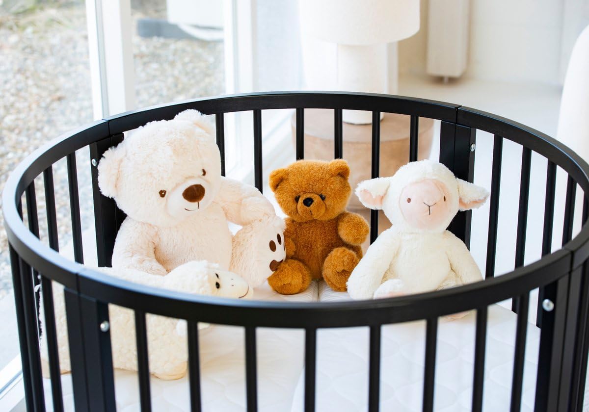 Baby Box - Ground Box - Playpen - Playpen - Playpen - Round - Includes Mattress - On Wheels - 92x92x80.5cm - Black - QUORE