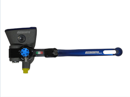 Koppelingspomp – Hydraulische koppelingspomp – Koppelingscilinder – Hoofdkoppelingscilinder – Radiale pomp met geïntegreerde kom en lange blauwe scharnierhendel – Gesmeed aluminium – 19 mm zuigerdiameter en 20 mm hefboomafstand
