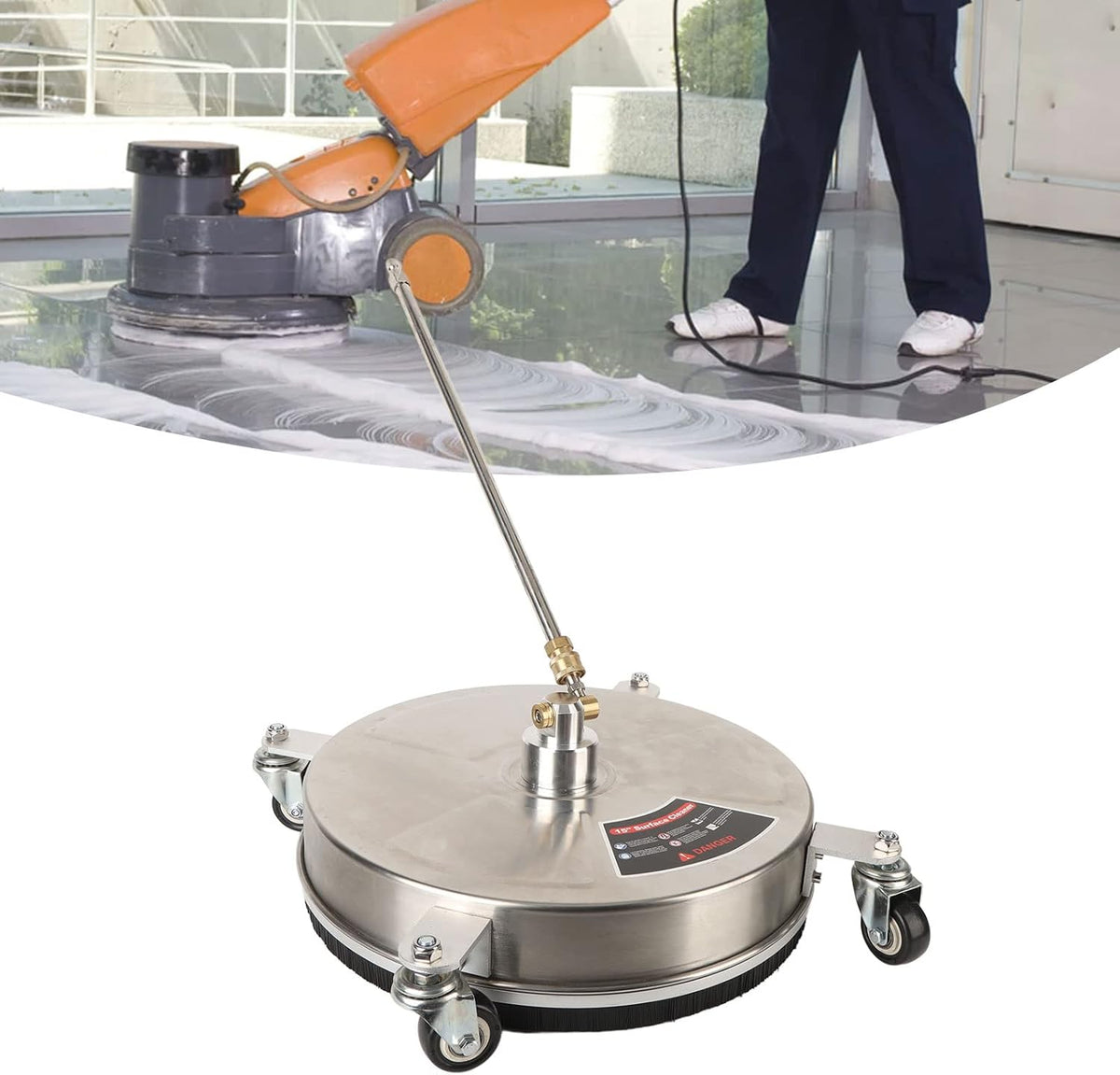 15 Inch Hogedrukreiniger Oppervlaktereiniger – Terrasreiniger – Vloerreiniger – Opritreiniger – Waterstraalreiniger – 4000 PSI Max Werkdruk – Roestvrij Staal & Messing