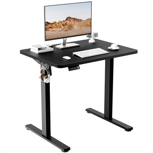 Elektrisch Verstelbaar Bureau – Zit-Sta Bureau – Staand Bureau – In Hoogte Verstelbaar Bureau – Bureaustel – 110x60 cm – Geheugenfunctie – Staal Frame