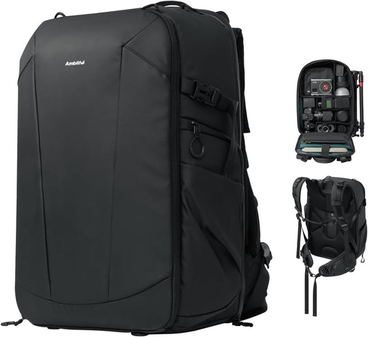 Camerarugzak – Fototas – Fotorugzak – Cameratas – DSLR/SLR Rugzak – Zwart – 25L+3L Inhoud – 12 Vakken, Laptopvak en Statiefhouder