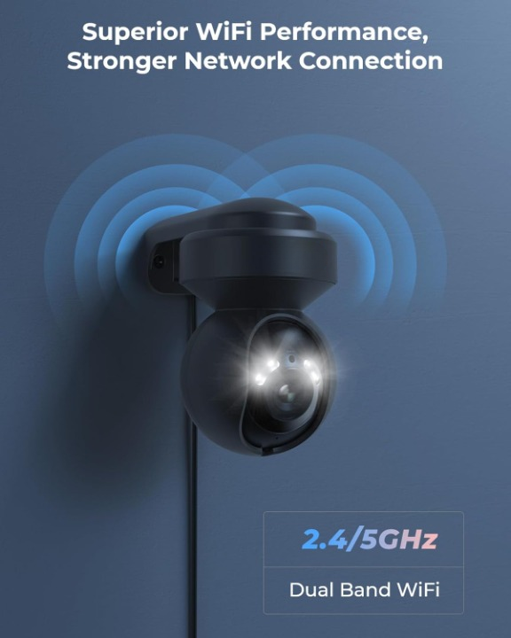 Beveiligingscamera - Wifi-beveiligingscamera - Camerabewaking - Draadloos - voor Buiten - 2.4 & 5GHz - 5MP - CCTV-camera - met AI-detectie van Mens - Huisdier - Automatisch Volgen - 3x Optische Zoom - Oudere Huisdieren - Tweerichtingsgeluid - Zwart
