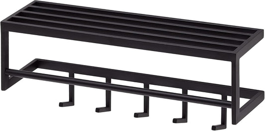 FineBuy metal black 70x20x20 cm hallway coat rack with shelf | Design hook rail wall panel steel | Wardrobe with hat rack | Coat rack hallway - QUORE