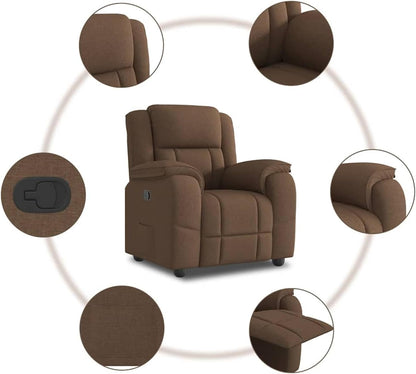 Gecheer Recliner Chair Brown Fabric TV Chair with Reclining Function, Manual Reclining Function - QUORE