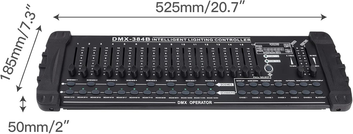 UKing DMX Controller, 384 kanalen, DMX512 controller, console, 240 programmeerbare scènes voor DMX besturing, DMX-lichtpult, party, DJ, disco, moving head, licht, podium, lamp, besturingsuitrusting