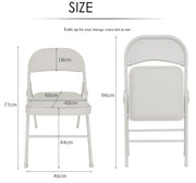 Klapstoel - Vouwstoel - Eettafelstoelen - Set van 4 - Opklapbare Stoelen - Draagbare - Makkelijk  Opbergbare - met Metalen Frame  - voor Binnen - Buiten - Kantoor - Kamperen - Vinyl - 46 x 46 x 75 cm - Wit